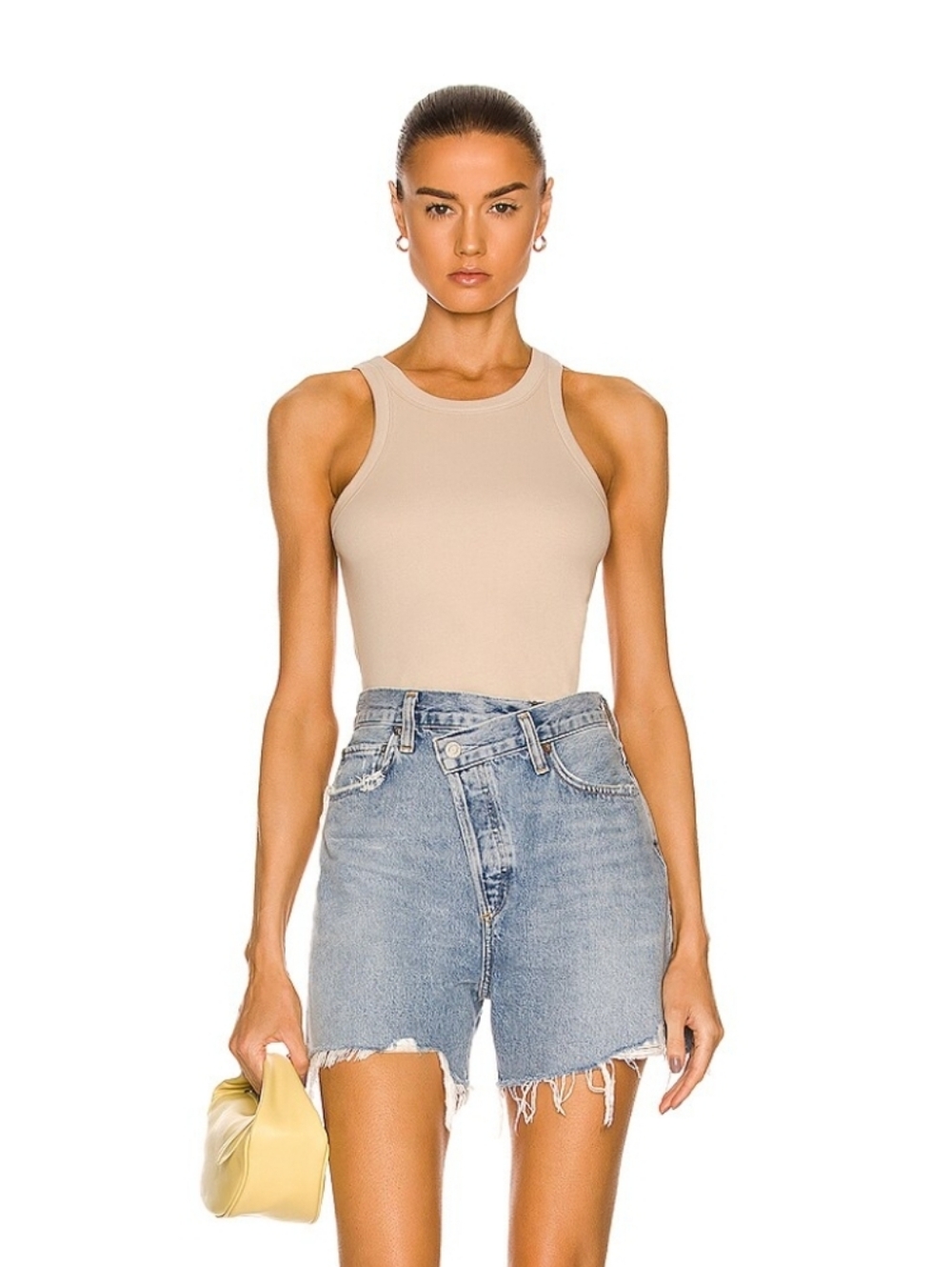 Agolde Criss Cross Denim Shorts In Symbol Size 26